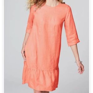 J. JILL Apricot Linen Ruffled Hemline Dress